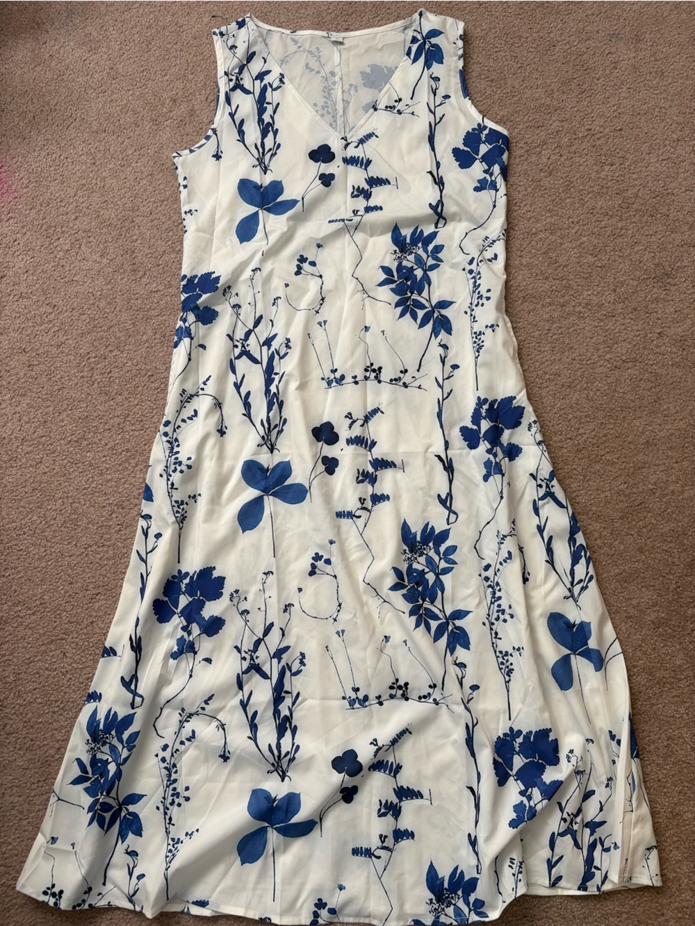 Blue Floral Maxi Dress - Ivory & Cobalt Print